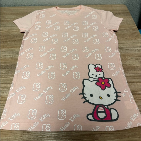 Y2K Hello Kitty By Doe T-Shirt Girls Size Medium Pink/White Vintage Rare - Picture 1 of 5